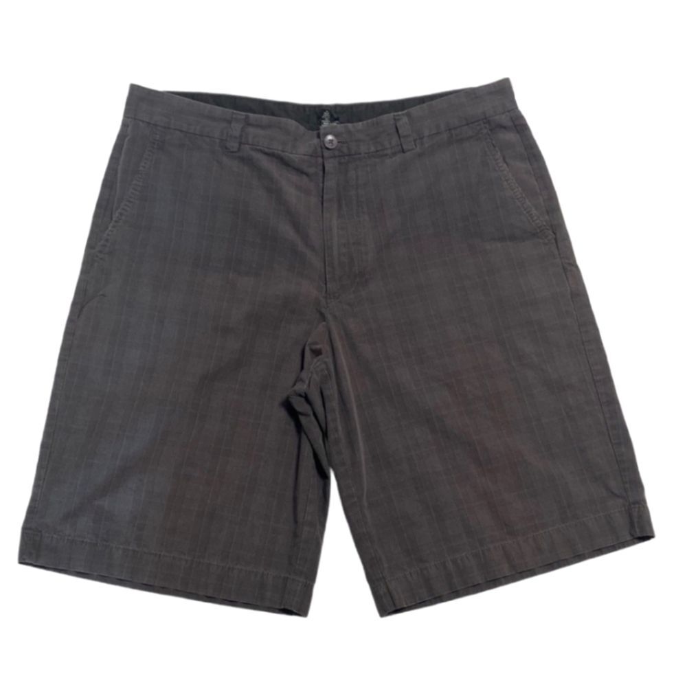 Alfani Charcoal Gray Plaid Texture Shorts 100% Cotton Men Size 34